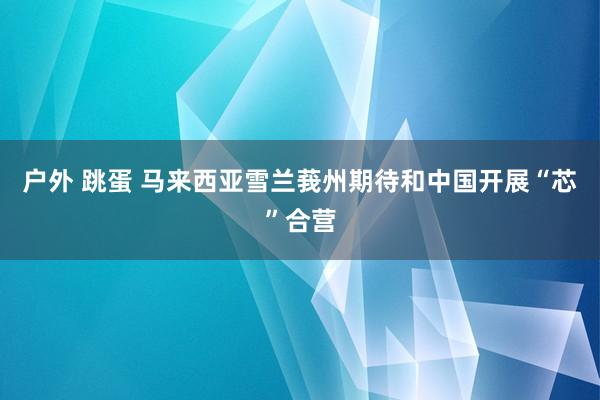 户外 跳蛋 马来西亚雪兰莪州期待和中国开展“芯”合营