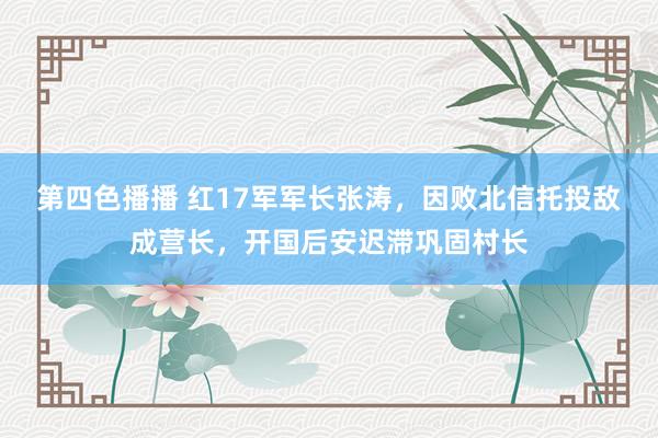 第四色播播 红17军军长张涛，因败北信托投敌成营长，开国后安迟滞巩固村长