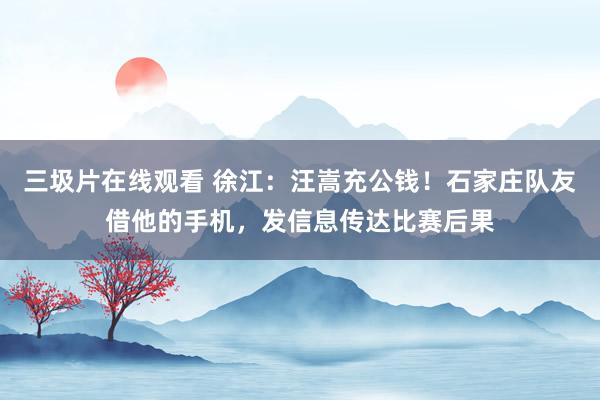 三圾片在线观看 徐江：汪嵩充公钱！石家庄队友借他的手机，发信息传达比赛后果