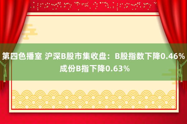 第四色播室 沪深B股市集收盘：B股指数下降0.46% 成份B指下降0.63%