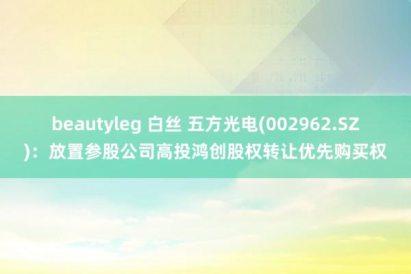 beautyleg 白丝 五方光电(002962.SZ)：放置参股公司高投鸿创股权转让优先购买权