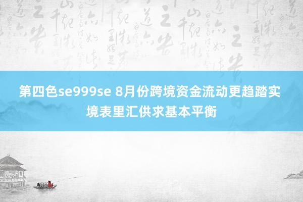 第四色se999se 8月份跨境资金流动更趋踏实 境表里汇供求基本平衡