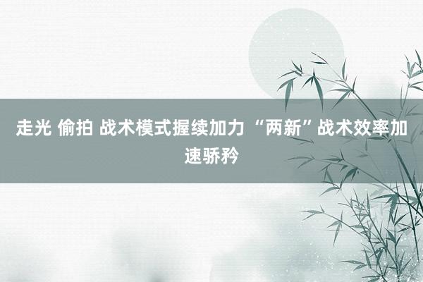 走光 偷拍 战术模式握续加力 “两新”战术效率加速骄矜