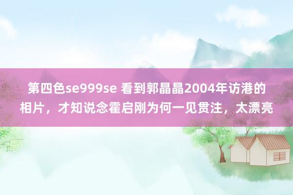 第四色se999se 看到郭晶晶2004年访港的相片，才知说念霍启刚为何一见贯注，太漂亮