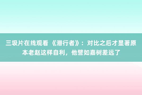 三圾片在线观看 《潜行者》：对比之后才显著原本老赵这样自利，他譬如嘉树差远了