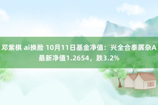 邓紫棋 ai换脸 10月11日基金净值：兴全合泰羼杂A最新净值1.2654，跌3.2%