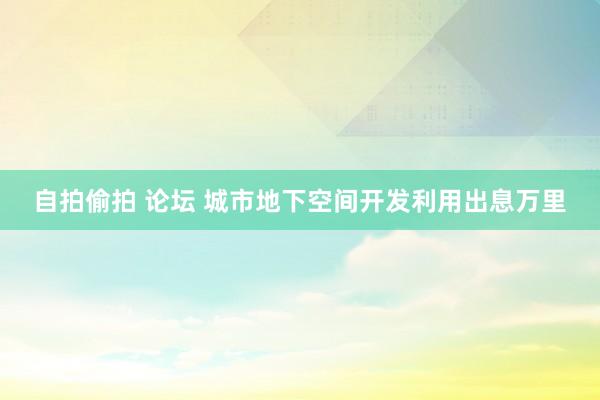 自拍偷拍 论坛 城市地下空间开发利用出息万里