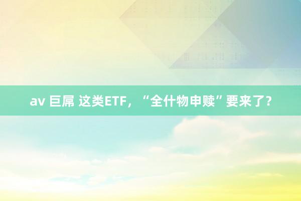 av 巨屌 这类ETF，“全什物申赎”要来了？