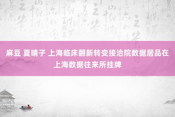 麻豆 夏晴子 上海临床翻新转变接洽院数据居品在上海数据往来所挂牌