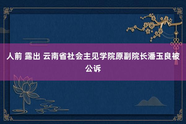 人前 露出 云南省社会主见学院原副院长潘玉良被公诉