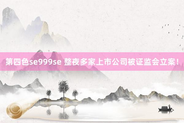 第四色se999se 整夜多家上市公司被证监会立案！