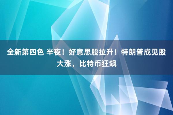 全新第四色 半夜！好意思股拉升！特朗普成见股大涨，比特币狂飙