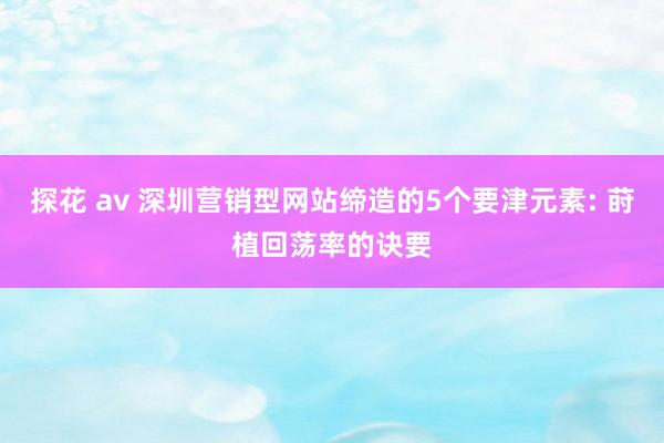 探花 av 深圳营销型网站缔造的5个要津元素: 莳植回荡率的诀要