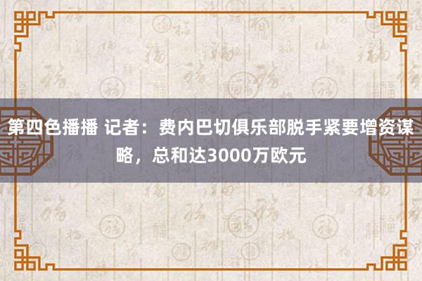 第四色播播 记者：费内巴切俱乐部脱手紧要增资谋略，总和达3000万欧元