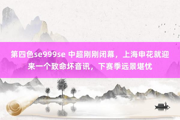 第四色se999se 中超刚刚闭幕，上海申花就迎来一个致命坏音讯，下赛季远景堪忧