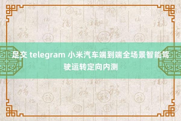 足交 telegram 小米汽车端到端全场景智能驾驶运转定向内测