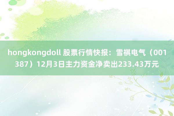 hongkongdoll 股票行情快报：雪祺电气（001387）12月3日主力资金净卖出233.43万元