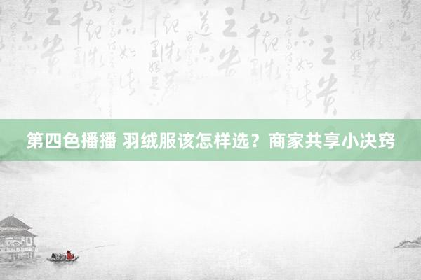 第四色播播 羽绒服该怎样选？商家共享小决窍