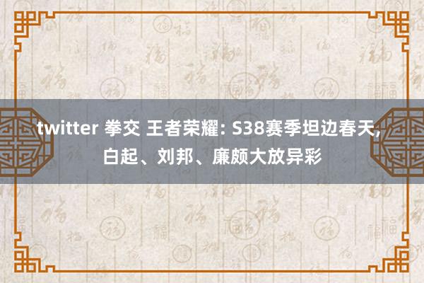 twitter 拳交 王者荣耀: S38赛季坦边春天， 白起、刘邦、廉颇大放异彩