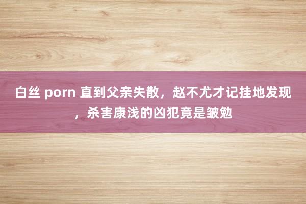 白丝 porn 直到父亲失散，赵不尤才记挂地发现，杀害康浅的凶犯竟是皱勉