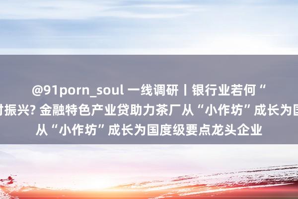 @91porn_soul 一线调研丨银行业若何“量文体衣”撑持乡村振兴? 金融特色产业贷助力茶厂从“小作坊”成长为国度级要点龙头企业