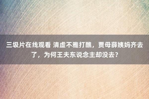 三圾片在线观看 清虚不雅打醮，贾母薛姨妈齐去了，为何王夫东说念主却没去？