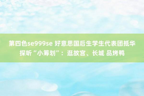 第四色se999se 好意思国后生学生代表团抵华探听“小筹划”：逛故宫、长城 品烤鸭