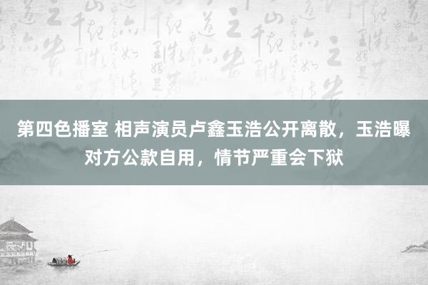 第四色播室 相声演员卢鑫玉浩公开离散，玉浩曝对方公款自用，情节严重会下狱