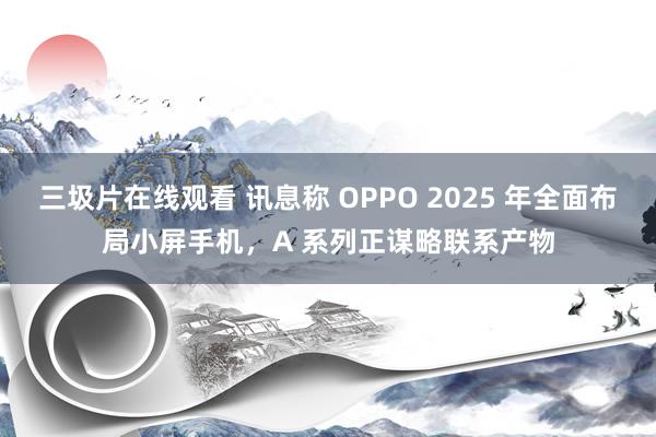 三圾片在线观看 讯息称 OPPO 2025 年全面布局小屏手机，A 系列正谋略联系产物