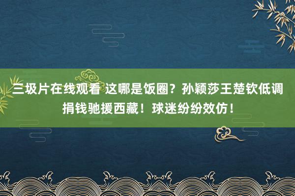 三圾片在线观看 这哪是饭圈？孙颖莎王楚钦低调捐钱驰援西藏！球迷纷纷效仿！