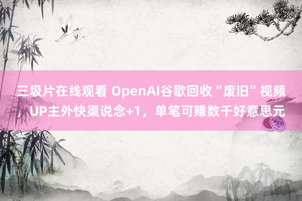 三圾片在线观看 OpenAI谷歌回收“废旧”视频，UP主外快渠说念+1，单笔可赚数千好意思元