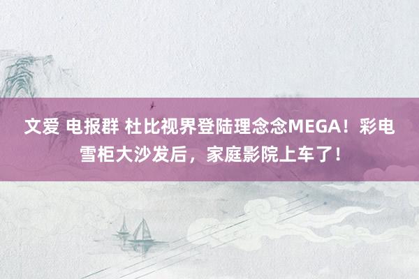 文爱 电报群 杜比视界登陆理念念MEGA！彩电雪柜大沙发后，家庭影院上车了！